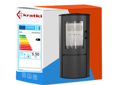 Kratki Kaminofen 8 kW  EEK A Koza AB/S/DR Stahl Schwarz Holzofen Hingucker Ø150