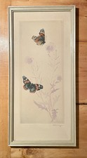 Radierung handsigniert, Schmetterlinge, gerahmt, 42x20cm
