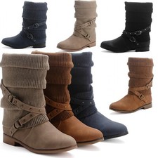 Damen Stiefel Strick Boots Winter Stiefeletten Stulpe Strumpf Schlupf NEU ST2912