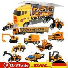 12-teiliges Set Bau LKW-Spielzeugset Bagger und Kipper Kinder Spielzeug Geschenk