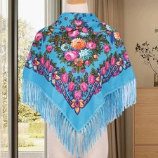 Russischer Stil Blumenprint Schal Damen Fransen Bandana Ethno Mode