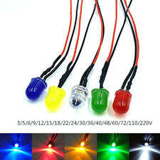 8mm LEDs mit 20cm Kabel 3V 6V 12V 24V 36V 48V 110V 220V 380V Leuchtdioden Dioden