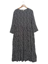 ZARA Damen Maxikleid Punkte Sommerkleid Viskose Rüschen Schwarz XXL