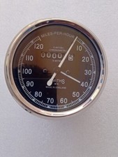 Für BSA Royal Enfield Norton Replica Smiths Tacho Chromfelgen 120 Meilen pro ...