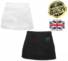 Schwarz halbe Größe Taille Kellnerin Schürze für Bar Bistro Café Pub 2 Taschen