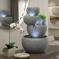 Zimmerbrunnen mit LED Beleuchtung Brunnen Granit-Optik Gartenbrunnen 44,5 cm