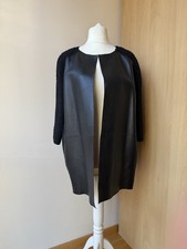 Pinko Mantel mit offener Vorderseite aus schwarzem Leder und 3/4 Ärmel Gr. 38