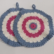 Ein Parr Untersetzer Topflappen Gehäkelte Baumwolle  Durchmesser 20cm