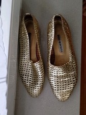 PONS QUINTANA geflochtene Ballerina in Gold aus Echtleder in Gr. 38