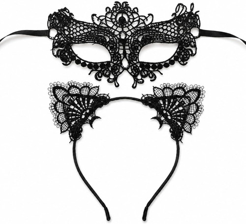 Katzenohren haarreif mit maske - haarreif,