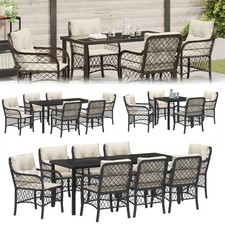 2/4/6/8-Sitzer Sitzgruppen Garten-Essset Lounge Set mit Kissen Poly-Rattan Set