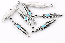 10x Pfau Feder Anhänger