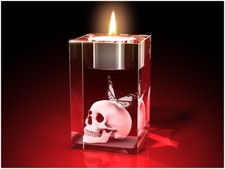 3D Glas Gravur Teelichthalter