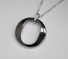 Collier Halskette Edelstahl Keramik Schwarz Kette Anhänger silber Zirkonia