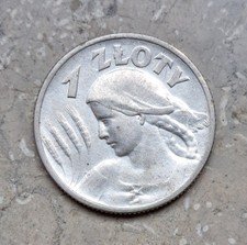 Polen 1 Zloty 1925 Polska rare Münze Silbermünze Frauenkopf Ähren 5 g Silber 750