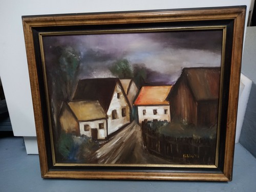 Gemälde acryl landschaft dorf - gemälde,