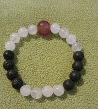 Energiearmband ? - Weiße Jade- Lavastein 17 cm Lang /Meditation/ Reiki/ ☯️ Neu