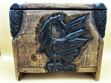 Handgeschnitzte Holzkiste Zunft Alpen Schweiz Eiche ca. 1970 Volkskunst Truhe