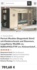 Parisot Meubles Etagenbett Stim2 mit Kleiderschrank und Stauraum, Kinderhochbett