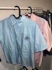 Japanische Schuluniform, Japanisches Schuluniformhemd, blaues rosa Hemd, Größe M