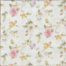 3 Servietten ~ Ranken von Rosen Blüten Blumen Streublümchen