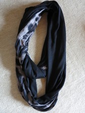 Schlauchschal, 26 cm breit, 176 cm lang, Wendeschal, schwarz, Fellmuster, edel