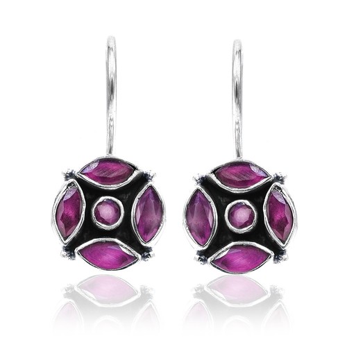 Rubin blumen ohrring 925 - rubin,
