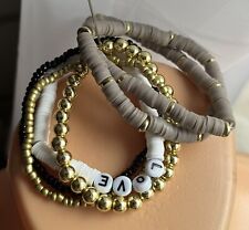 Armbänder Sets Perlen Weiß Braun Gold