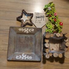 Deko Set Schiefer Hirsch, Filz Blumentopf, Windspiel 