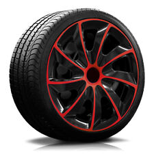 RADKAPPEN-KÖNIG 15 Zoll 15" RKK02 Schwarz-Rot Radkappen Radzierblenden 4Stück