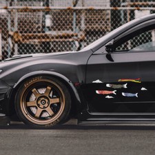 Japanische Koi Karpfenfahne Auto Aufkleber Set Vinyl mehrfarbig Universal Tuning
