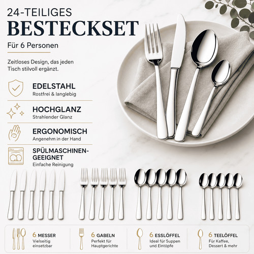 Besteckset teilig besteck - 24,