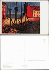Künstlerkarte Kunst ERICH HECKEL: Hängende Netze (Stralsund) 1972