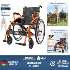 Faltbarer leichter Rollstuhl Senioren bis 150kg mit Selbstantrieb, Doppelbrem...