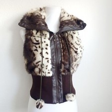 Fellweste Weste Felljacke Damen Jacke Winter Winterjacke Trends Leopard Gr 36