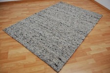 Handweb Teppich Lüneburg grau beige meliert 30 100% Schurwolle