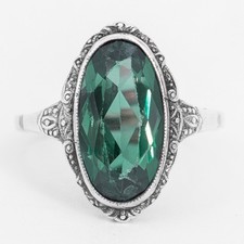 Gr. 59 - Antiker Art déco Turmalin Gelbgold 333/8K & Silber 935 Damenring