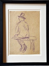 Christian Rohlfs "Mann mit Hut", Zeichnung,  Echtheitszertifikat