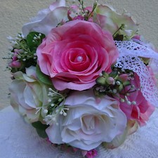 Brautstrauß rosa Hochzeitsdeko Autodeko Brautkleid Braut Blumen Strauß Hochzeit