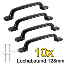10x Möbelgriffe Relinggriff Schublade Schrank Klassisch Griffe Schwarz 96/ 128mm