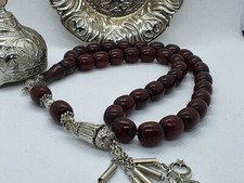 Tesbih kehribar eski Cubuk Malzeme osmanli torunu cherry amber harika renk almış