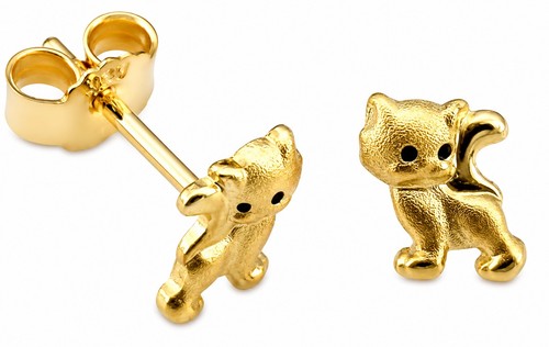 Ohrringe katze gold - katze,