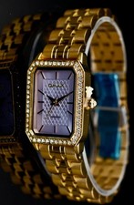 Mega Edle Omax Damen Armband Uhr Gold Farben  Damenuhr Strass IP Veredelt NEU