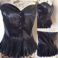 sexy Corsage Korsett Bustier Lederoptik schwarz Dessous Gothic Abendmode Maga