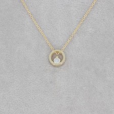 Wert 750 € Solitär Brillant Anhänger mit Kette (0,06 ct) 585 14 Karat Gelb Go...