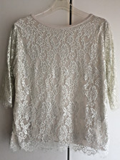 GC Fontana Edles Spitzenshirt mit Dreiviertelarm  Gr.44 Kaschmir mit Seide