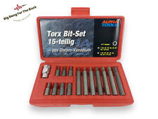 Alpha-Tools Torx Bit-Set 15-teilig hochwertig 1/2" Adapter 55 x 30mm 55 x 75 mm