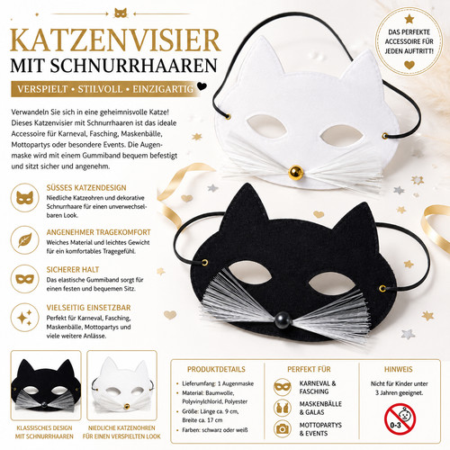 Katzenmaske mit schnurrhaaren - mit,