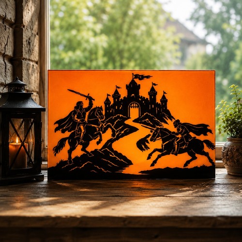 Ritter fensterbild burg - fensterbild,