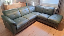 Leder Sofa-Set, Gebraucht, Mit 1x Relaxfunktion und Stauraum, Dunkelgrün